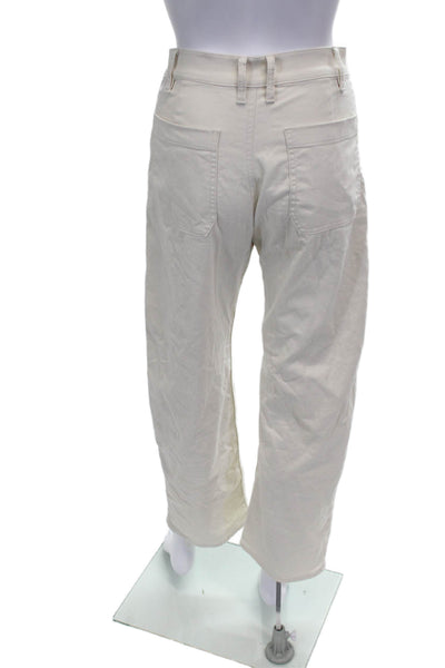 J Crew Womens Cropped Ivory Cotton Pants Button Closure Size 23
