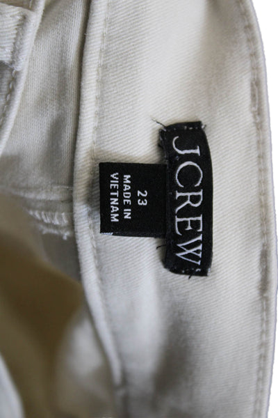 J Crew Womens Cropped Ivory Cotton Pants Button Closure Size 23