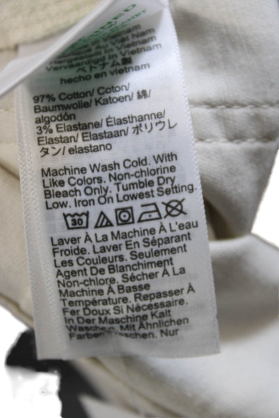 J Crew Womens Cropped Ivory Cotton Pants Button Closure Size 23