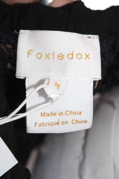 Foxiedox Womens Off Shoulder Floral Jumpsuit Black Button Short Sleeve Size M