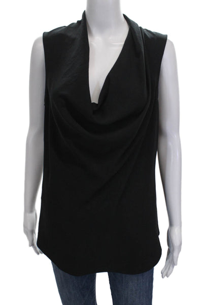Theory Womens Black Cowl Neck Sleeveless Basic Blouse Polyester Size M