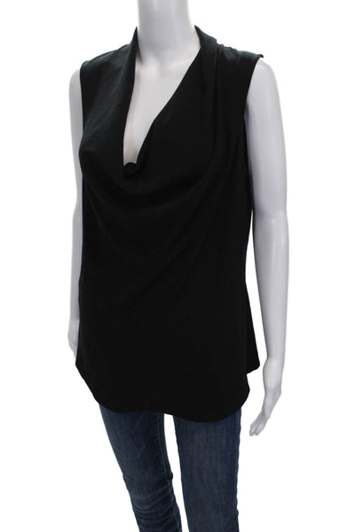 Theory Womens Black Cowl Neck Sleeveless Basic Blouse Polyester Size M