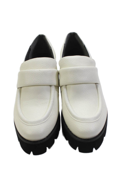 BC Womens Platform Round Toe Heeled Slip-On Loafers White Size 6.5