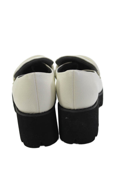 BC Womens Platform Round Toe Heeled Slip-On Loafers White Size 6.5