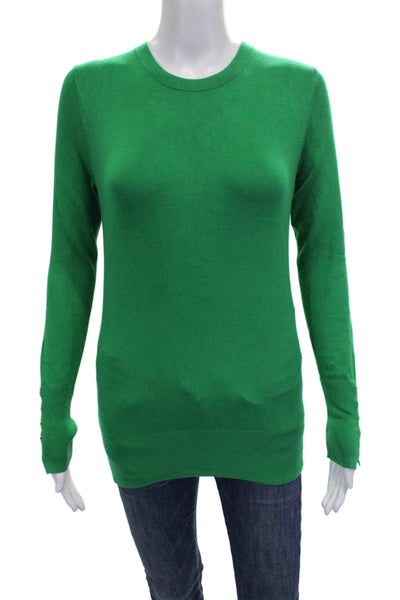 Zara Women Pullover Sweater Green Viscose Crew Neck Long Sleeve Size S