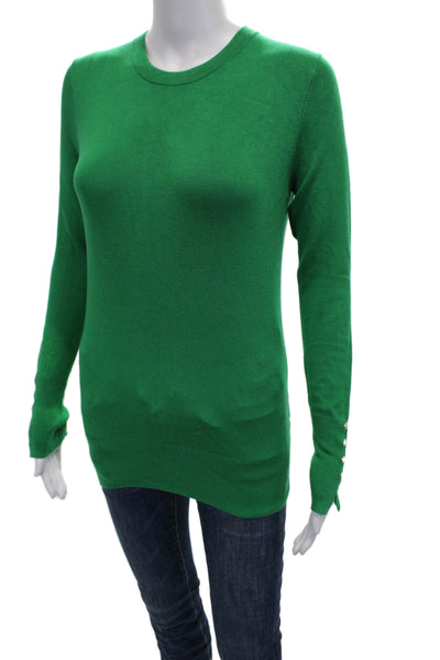 Zara Women Pullover Sweater Green Viscose Crew Neck Long Sleeve Size S