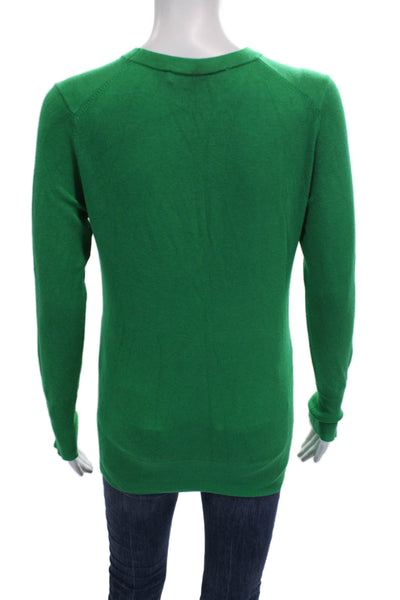 Zara Women Pullover Sweater Green Viscose Crew Neck Long Sleeve Size S