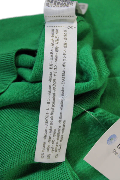 Zara Women Pullover Sweater Green Viscose Crew Neck Long Sleeve Size S