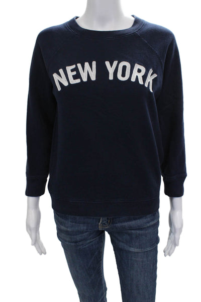 J Crew Womens Blue Cotton Crew Neck Pullover Sweatshirt Long Sleeve Size XS