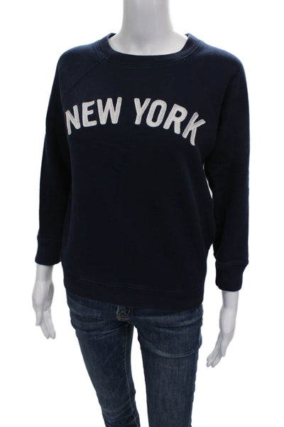 J Crew Womens Blue Cotton Crew Neck Pullover Sweatshirt Long Sleeve Size XS
