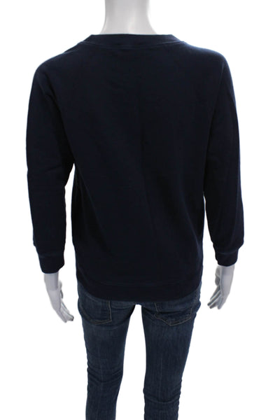 J Crew Womens Blue Cotton Crew Neck Pullover Sweatshirt Long Sleeve Size XS