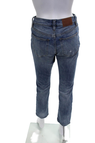 J Crew Womens Cropped High Rise Blue Cotton Jeans Button Inseam 26 Size 24