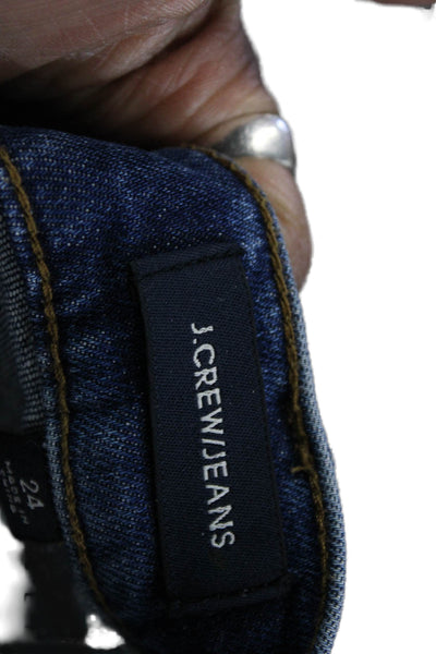J Crew Womens Cropped High Rise Blue Cotton Jeans Button Inseam 26 Size 24