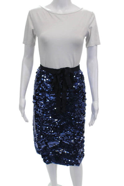 J Crew Collection Womens Straight Pencil Skirt Blue Polyester Size 00