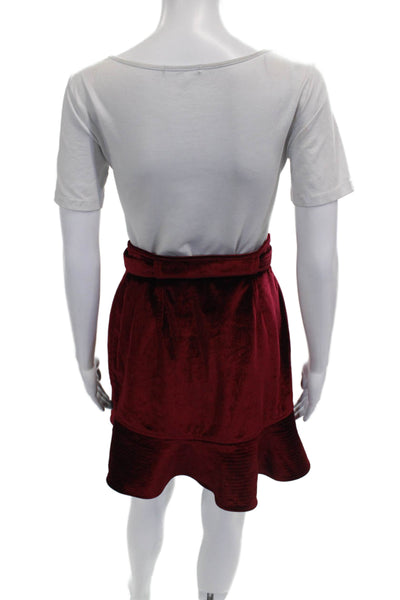 Self Portrait Women Wrap Mini Skirt Red Polyester Zip Size 4