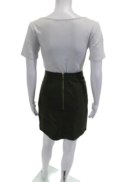 Self Portrait Womens Green Cotton Wrap Skirt Mini Zip Size 6