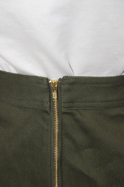 Self Portrait Womens Green Cotton Wrap Skirt Mini Zip Size 6