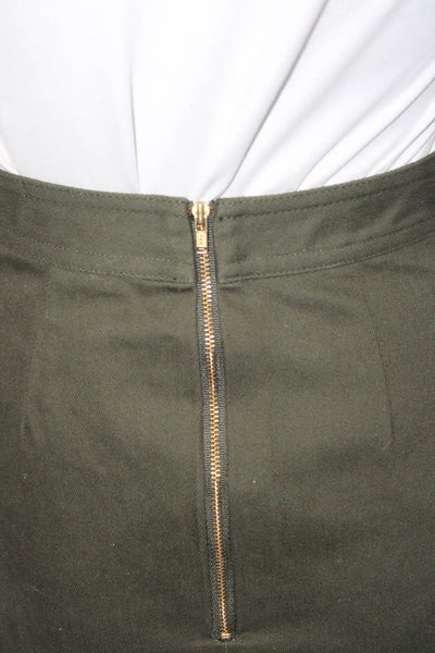 Self Portrait Women Wrap Mini Skirt Green Cotton Elastane Zip Size 2