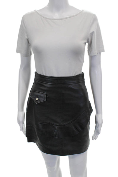 Sandro Womens Leather Mini Skirt Black Zip Size 1