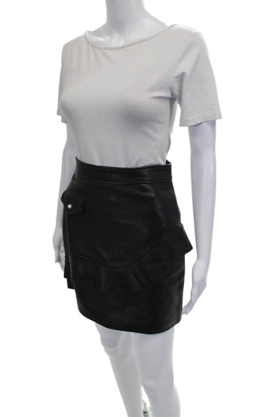 Sandro Womens Leather Mini Skirt Black Zip Size 1