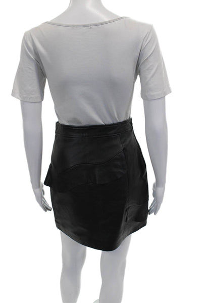 Sandro Womens Leather Mini Skirt Black Zip Size 1
