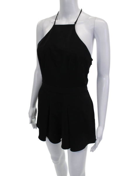 Jay Godfrey Women Black Halter Sleeveless Romper Polyester Zip Size 2