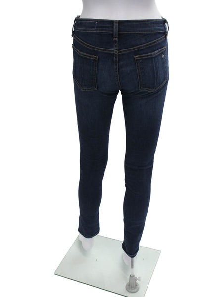 Rag & Bone Women Skinny Blue Jeans Low Rise Button Fly Inseam 30 Size 26