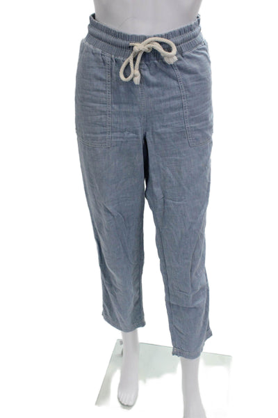 Faherty Womens Cropped Blue Cotton Drawstring Pants Size S