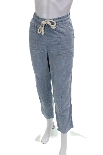 Faherty Womens Cropped Blue Cotton Drawstring Pants Size S