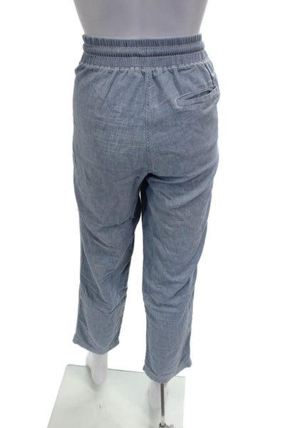 Faherty Womens Cropped Blue Cotton Drawstring Pants Size S