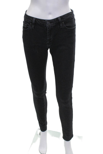 Hudson Womens Skinny Black Jeans Mid Rise Button Cotton Size 27