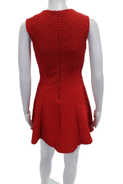 Zara Woman Womens Fit & Flare Red Sleeveless Round Neck Short Dress Size S