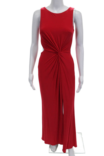 Betsy & Adam Clothing Womens Red Long Sleeveless Dress Round Neck Size 2