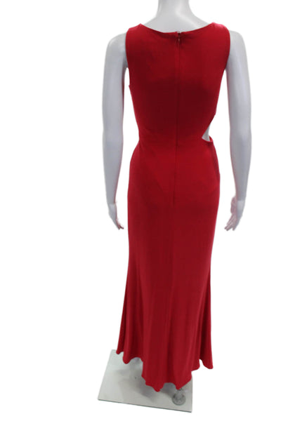 Betsy & Adam Clothing Womens Red Long Sleeveless Dress Round Neck Size 2