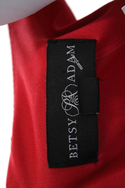 Betsy & Adam Clothing Womens Red Long Sleeveless Dress Round Neck Size 2
