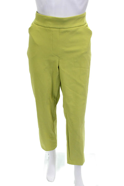 Rachel Zoe Womens Cropped Pull On Pants Green Nylon Size 14