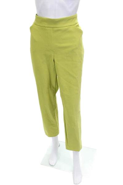 Rachel Zoe Womens Cropped Pull On Pants Green Nylon Size 14
