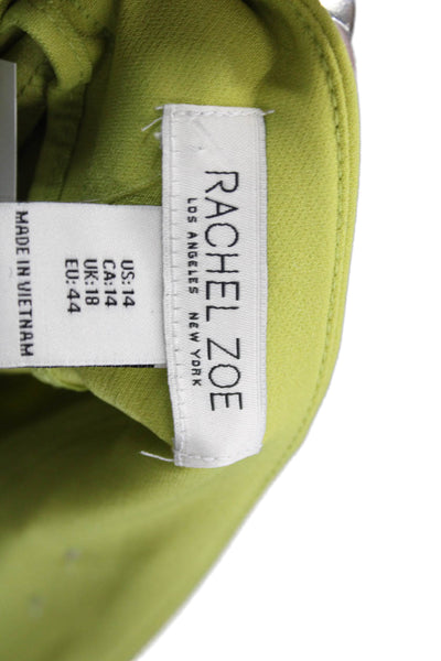 Rachel Zoe Womens Cropped Pull On Pants Green Nylon Size 14
