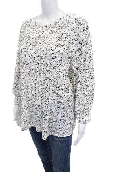 Adrianna Papell Womens Tunic Blouse V Neck Long Sleeve Geometric White Size XL