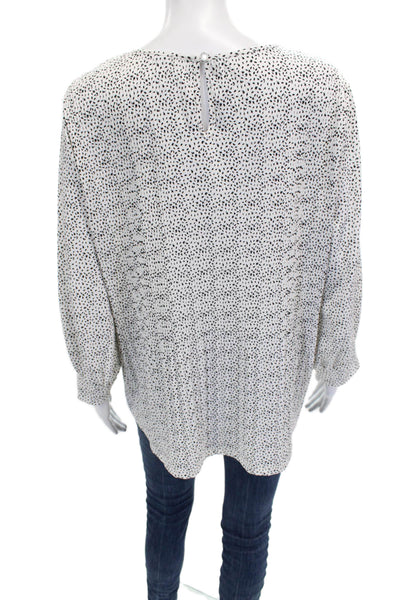 Adrianna Papell Womens Tunic Blouse V Neck Long Sleeve Geometric White Size XL