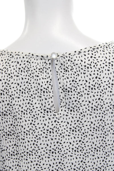 Adrianna Papell Womens Tunic Blouse V Neck Long Sleeve Geometric White Size XL