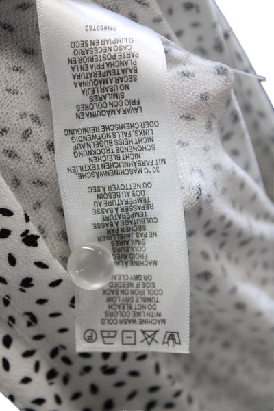 Adrianna Papell Womens Tunic Blouse V Neck Long Sleeve Geometric White Size XL