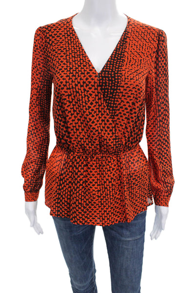 Adrianna Papell Womens Tunic Blouse V Neck Long Sleeve Geometric White Size XL