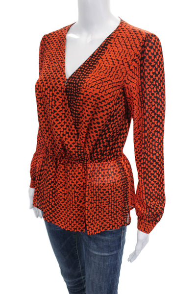 Adrianna Papell Womens Tunic Blouse V Neck Long Sleeve Geometric White Size XL