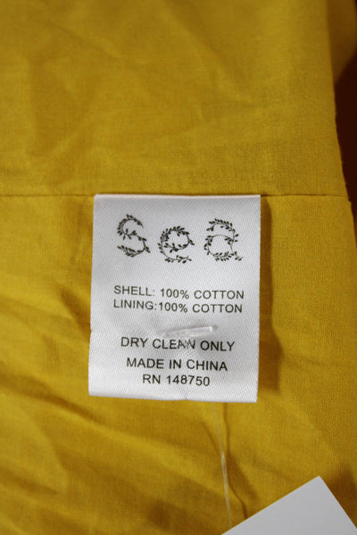 Sea New York Women Fit & Flare Square Neck Knee Length Yellow Dress Size XS