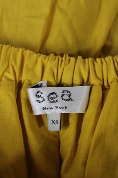 Sea New York Women Fit & Flare Square Neck Knee Length Yellow Dress Size XS