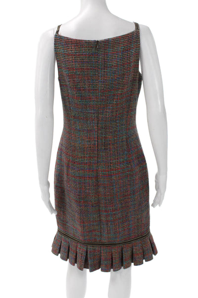 David Meister Women Sheath Dress Multicolor Silk Sq Neck Sleeveless Size 6