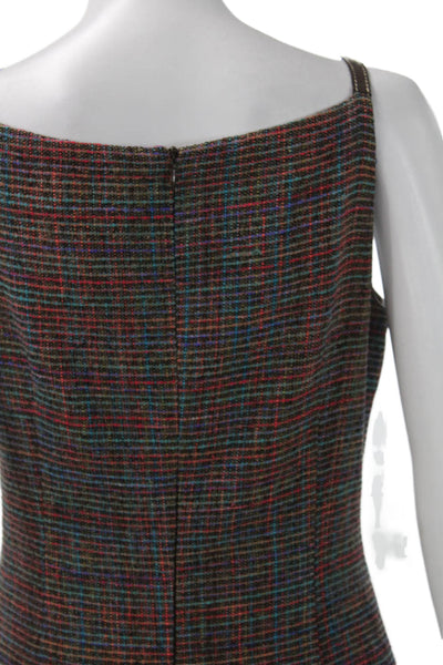 David Meister Women Sheath Dress Multicolor Silk Sq Neck Sleeveless Size 6