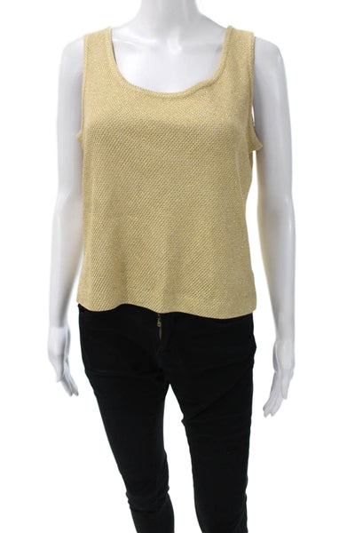 St. John Collection By Marie Gray Women Gold Scoop Neck Tank Size 0P