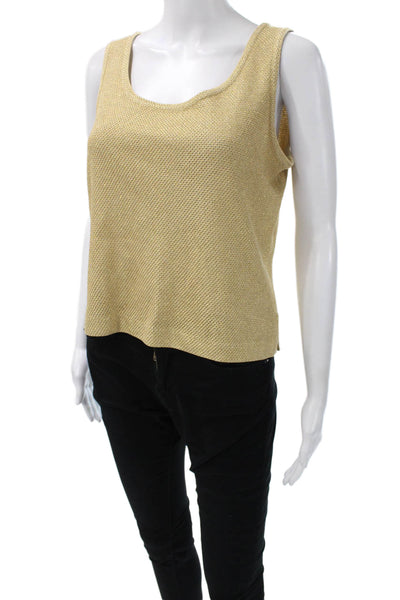St. John Collection By Marie Gray Women Gold Scoop Neck Tank Size 0P